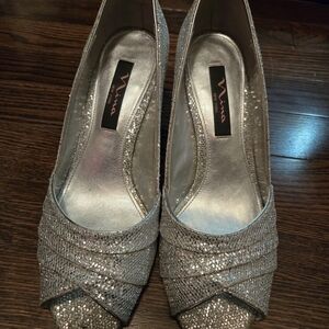 Nina Silver Sparkle Pump Heels